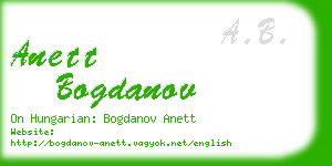 anett bogdanov business card